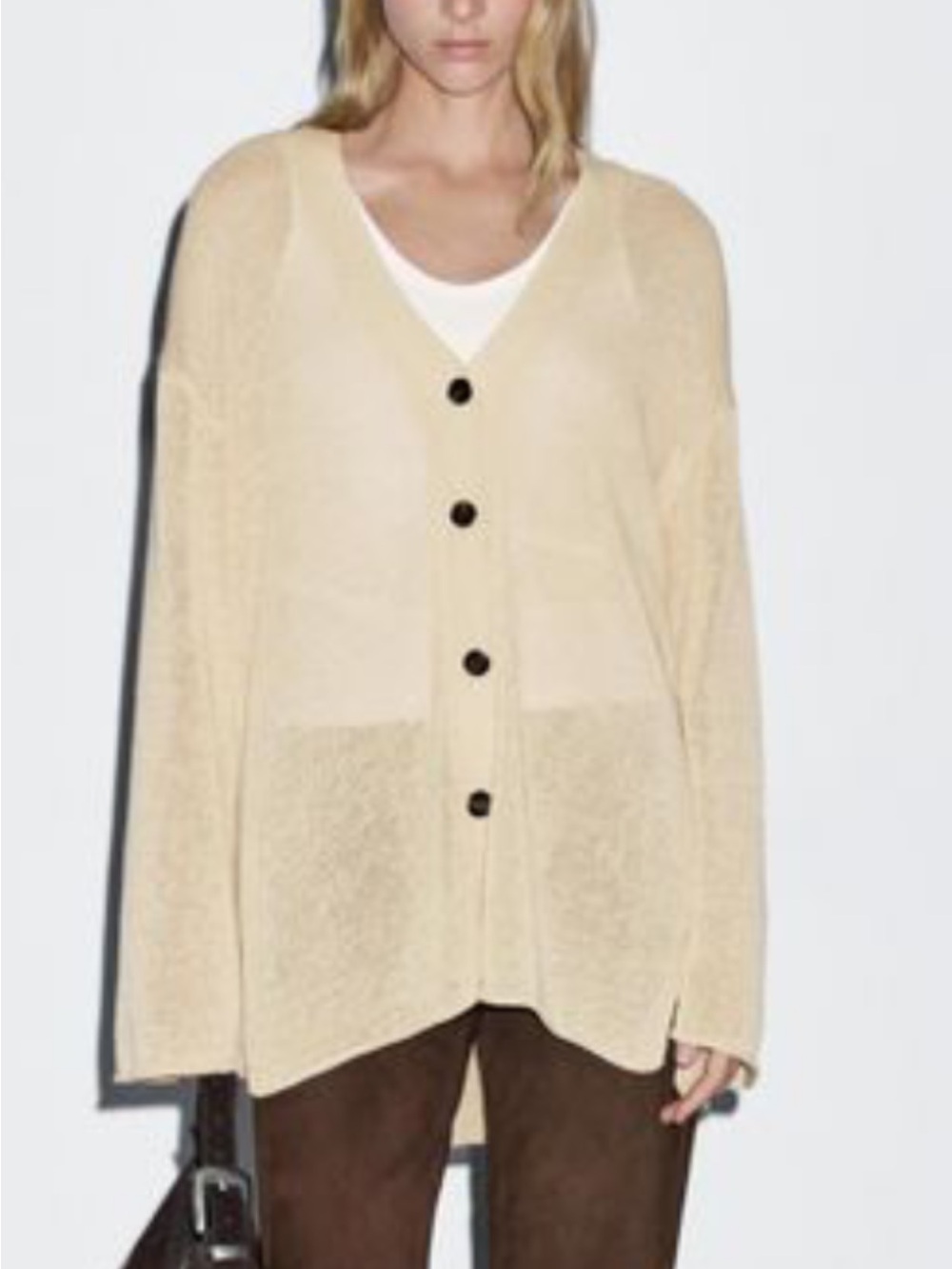 Massimo Dutti Oversized Fine Knit Cardigan